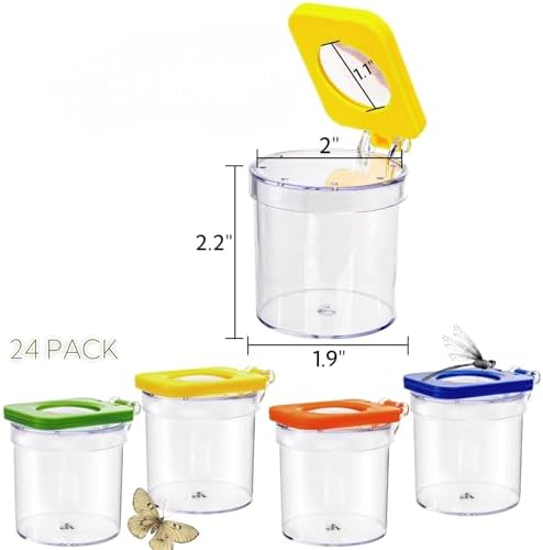 ZOOFOX 24 Pack Insect Bug Viewer, Catcher Bug Magnifying Insert Box with Colored Lids, Insect Cage Container for Science Nature Exploration Tool - Image 2
