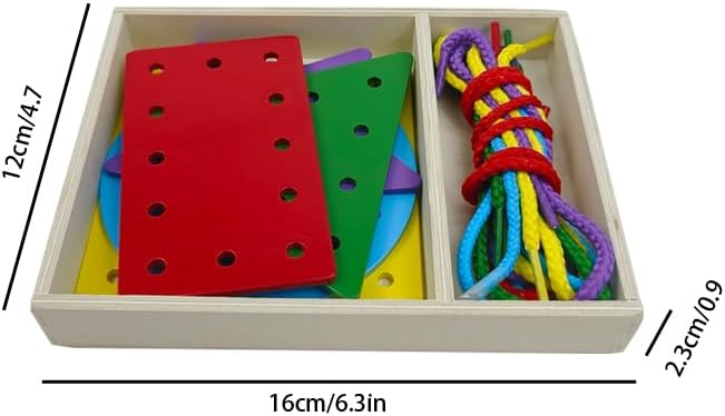 5 Pcs Double-Sided Shape Panels Wooden Threading Toy Lacing Cards for Toddlers, Lacing Shapes, Educational and Learning Montessori Activity for Kids (Triangle) - Image 3