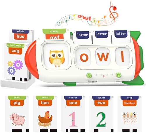 QuTZ Talking Flash Cards – CVC Word Spelling Games, Preschool Learning Activities Learning Toy, 107 Words Letter Matching Games, ABC Alphabet Flash Cards, Educational Toy for Toddler 3 4 5 6 Year Old by Qutz-AFunLand
