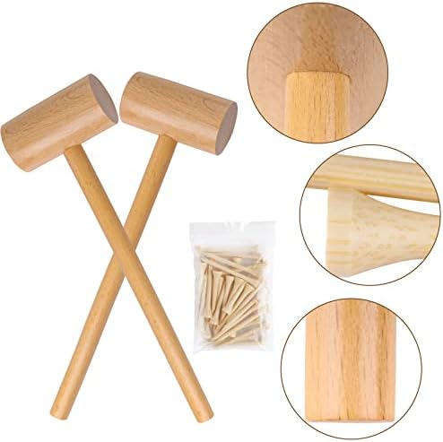 Wooden Mallet Hammering & Pounding Toys Set Simulation Wooden Mallet Toddler Fake Hammer Portable Toy Hammer for Kids - Image 3