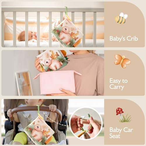 hahaland Baby Soft Cloth Crinkle Books Touch and Feel Sensory Infant Toy - Image 6