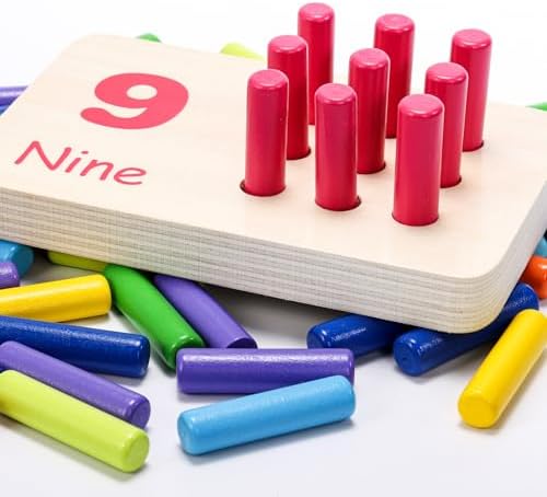 Wooden Counting Peg Board, Kindergarten Math Manipulatives Number Counting Toys, Learning Activities Montessori Educational Toys for 3 4 5 Year Old Kids Boys Girls Gifts - Image 4