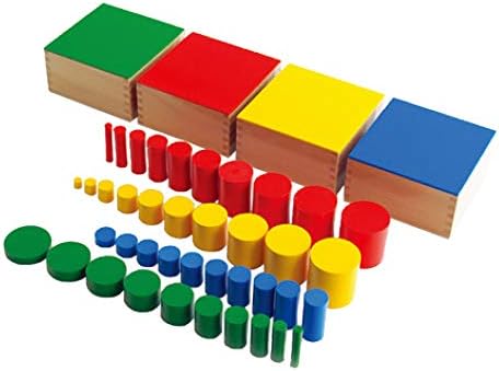 MONTESSORI OUTLET Knobless Cylinders (Set of 4) for 3-6 Years Montessori Education at School and Home by MONTESSORIOUTLET