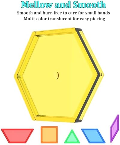 EXBEPE Translucent Pattern Blocks for Classroom 140 Pcs Kids Light Table Manipulatives Toys Education Learning Geometric Shapes - Image 4