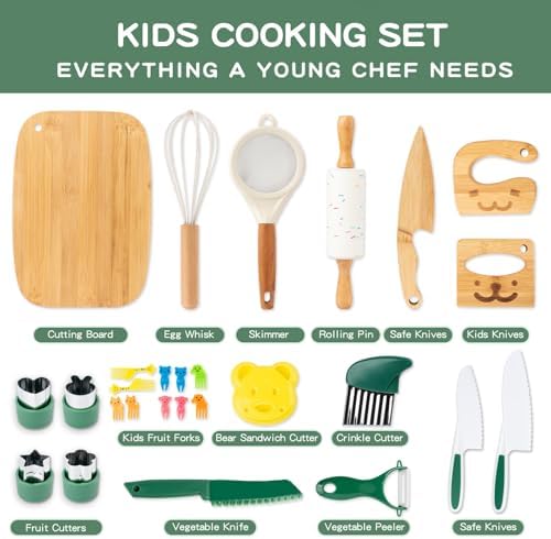 18 Pcs Montessori Kitchen Tools for Kids, Kids Cooking Sets Real - Image 2