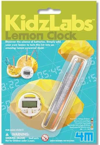 4M KidzLabs Lemon Clock - DIY STEM Science Kit & Battery-Free Digital Clock by 4M