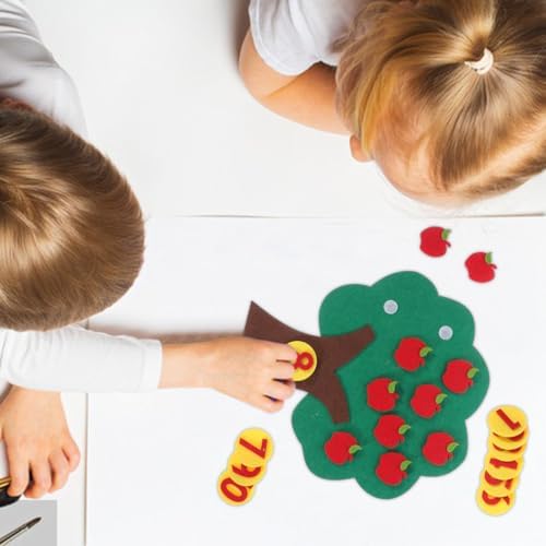 Tofficu Felt Apple Tree Math Area Toy Educational Counting Game for Toddlers Preschool Early Childhood Learning with Mini Toy Apples 10.6 Inch - Image 6