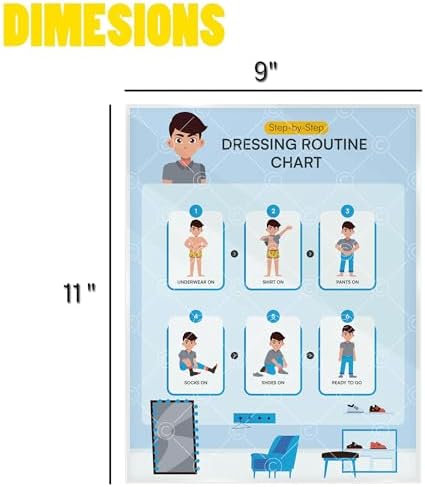 Educational Chart for Kids Step by Step Laminated 9x12 Inch for Children Self Care Visual Chart Ideal for Special Needs and Autism (Dressing Routine Chart) - Image 3