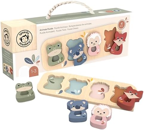 SPEEDY MONKEY Wooden Animal Puzzle | Kids Shape Sorter Puzzle Learning Toy by SpeedyMonkey