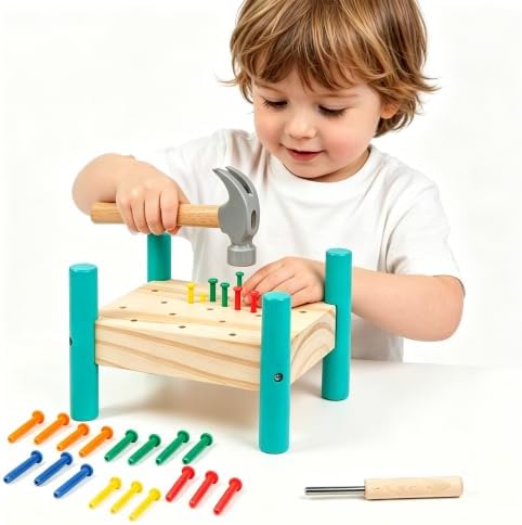 STEM Montessori Wooden Pounding Hammer Toy for Toddler Early Learning by Unknown