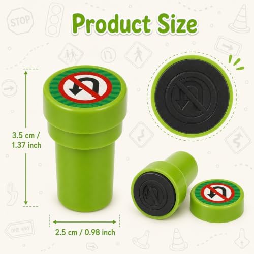 Cinrobiye 24 Pcs Traffic Sign Stampers Party Favor Set, Cute Road Safety Stamps for Kids Birthday Party, Classroom Rewards, Learning Activities, Goody Bag Fillers, Educational Party Supplies - Image 2