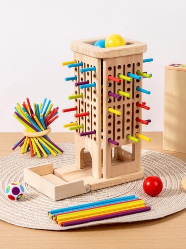 Montessori Game Wooden Board Game, 40 Colorful Wooden Sticks Dice Game Math Educational Toys for 3 4 5 6 Years Old,Math Educational, Fine Motor Skill Toy for Girls Boys, Gift for Kids - Image 2