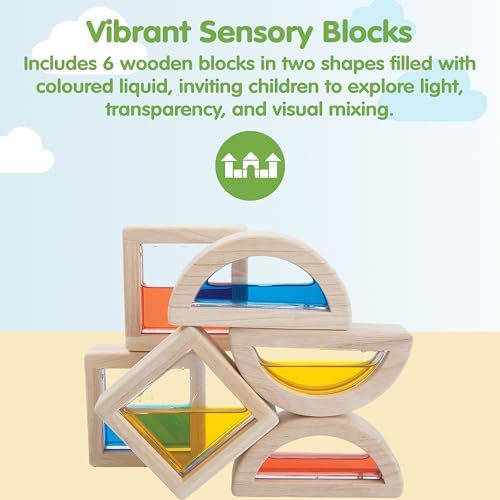 PlanToys® Water Blocks Wooden Montessori Sensory and STEM Building Toy | Light, Colour, Creativity and Fine Motor Skill Development | Eco Friendly Open Ended Learning Activity - Image 2