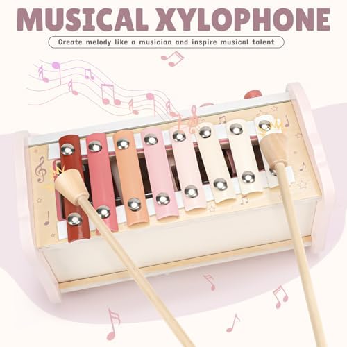 Joyreal Pink Wooden Montessori Toys for 1 Year Old Hammering Pounding Toys - Image 4
