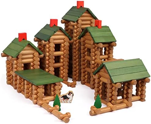 Wondertoys 530 Pcs Wooden Logs Set Ages 3+, Classic Building Log Toys for Kids, Creative Construction Engineering Educational Gifts by Wondertoys