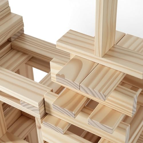 Jumbo 42 Pcs Medium Wooden Building Blocks for Kids,Natural Pine Construction Toy - 9.8 in Large Building Planks for Fast & Satisfying STEM Play, Sensory Motor Skills Family Game Night (20lbs) - Image 3
