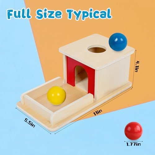 Adena Montessori Object Permanence Box, 3 Wooden Balls, Primary Colors - Image 5