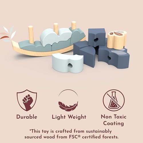 Speedy Monkey Rocking Stacker – Whale Balance Game, 13 Wooden Pieces, Fun Skill Challenge for Family, Develops Hand-Eye Coordination, Fine Motor Skills, Non-Toxic Paint, For Kids 2-6 Years - Image 4