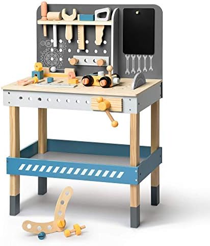 ROBUD Wooden Tool Workbench for Kids with Toy Tools Set, Blue by ROBUD