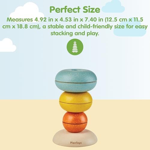 PlanToys® Stacking Cups Ring Wooden Montessori Size Colour Sorting Kids Toy - Image 2
