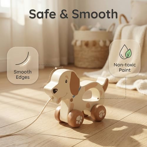 Baby Toys Car,Wooden Pull Along Toy for Toddlers 1 2 3 Year Olds - Image 2