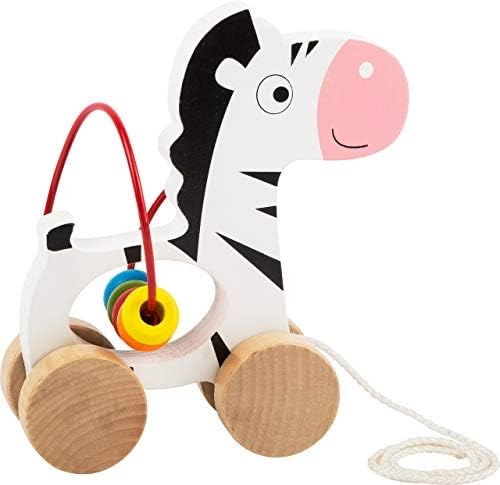 Small Foot Wooden Toys Motor Skills Toy Playset Collection with Pull-Along Zebra, Stacking Tower & Shape Sorting Games Designed for Children 12+ Months, Multi (11106) - Image 5