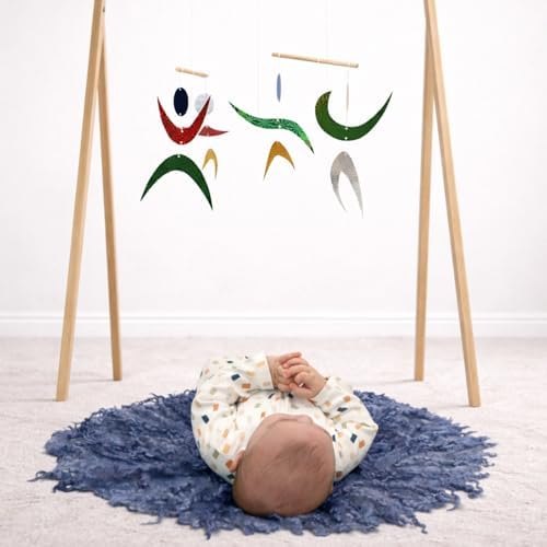 Montessori Mobile Mega Set with Baby Gym – 12-Piece Handmade Newborn Visual & Sensory Development System (Bell and Ring Mobile, Gobbi, Dancer, Octahedron, Wooden Musical, Puzzle Ball) (Emerald) - Image 5
