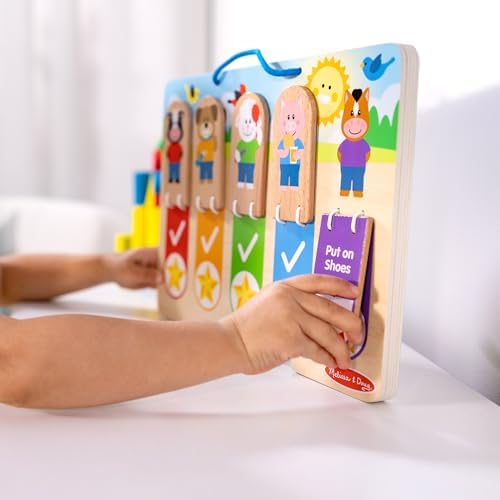 Melissa & Doug My Daily Routines Chart, Wooden Daytime and Nighttime Habit Tracker with Multi-Lingual Stickers, Hands-On, Screen-Free Preschool Toys for Girls & Boys Ages 3+ - FSC Certified - Image 5