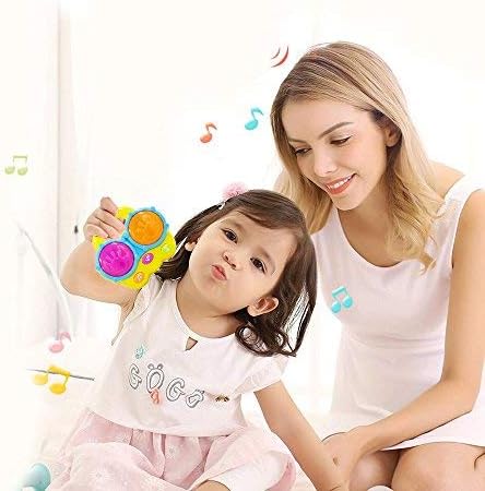 WEofferwhatYOUwant Baby Bongo Drums – Realistic Bongo Sounds for Babies 6+ Months with Lights, Cat & Dog Effects, 3 Play Modes, BPA-Free, Batteries Included, Travel-Ready Educational Gift for Toddlers - Image 6