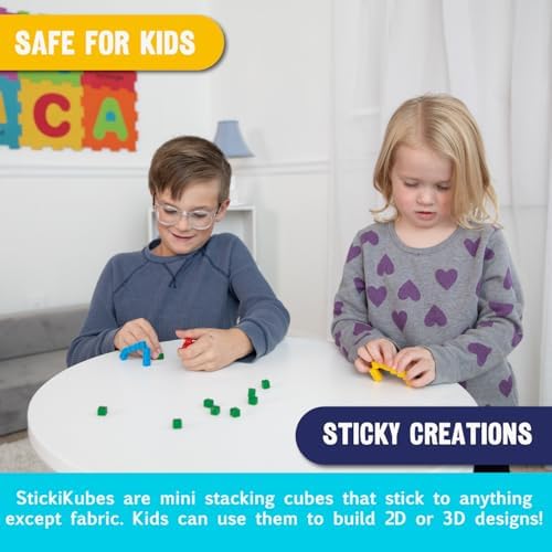 StickiKubes 250-Pack, 4 Colors, Mini Sticky Stacking Cubes, STEM Blocks - Image 3