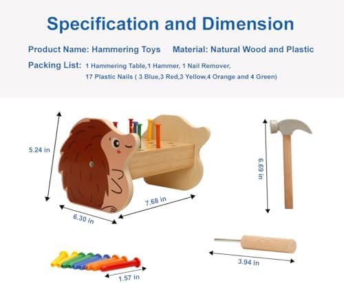STEM Montessori Wooden Pounding Hammer Toy for Toddler Early Development - Image 4