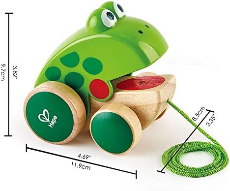 Hape Frog Pull-Along | Wooden Frog Fly Eating Pull Toddler Toy, Bright Colors - Image 3