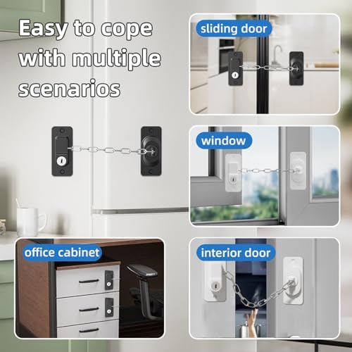 Child Proof Door Lock (2 Pack), Door Locks for Kids safety & Cat Door Latch, for Fridge Lock, Cabinet Locks, Window Locks and Baby Proofing, Strong non-marking Adhesive No Drilling (Black) - Image 5
