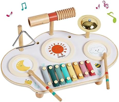 Twefex Kids Drum Set - 9 in 1 Baby Drum Set for Toddlers - Montessori Musical Instruments Toy for Babies - Wooden Xylophone Musical Toys for Boys and Girls by Twefex