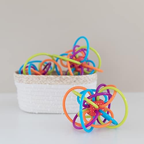 Manhattan Toy Winkel Rattle & Sensory Teether Toy, Blue/Green/Orange, 5 Inch x 4 Inch x 3.5 Inch - Image 5