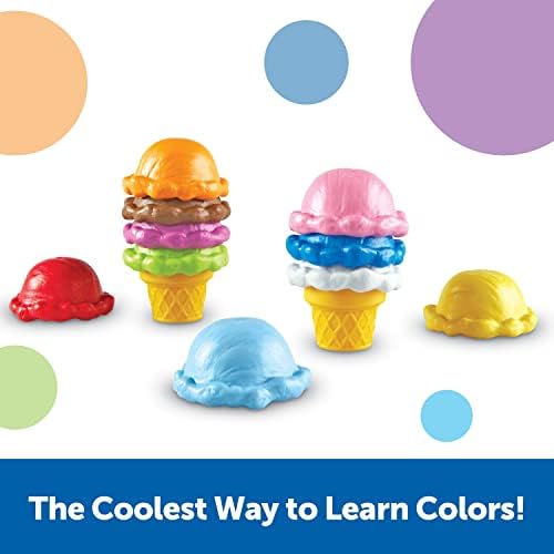 Learning Resources Smart Snacks Rainbow Color Cones - Ice Cream Toy Scoop, Sensory Play Food, Fine Motor for Toddlers, Color Sorting and Stacking , Montessori Kitchen, Preschool Activities - Image 2