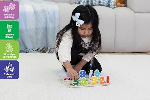 Jasey's Toy Chest Wooden Number Puzzle | 1-10 Numbers Learning Puzzle with Easy-Grip Pieces | Preschool Educational Toy for Toddlers Ages 18+ Months - Image 4