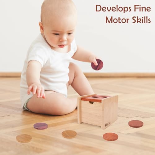 Adena Montessori Wooden Coin Box with Lid Object Permanence 6-12 Months - Image 5