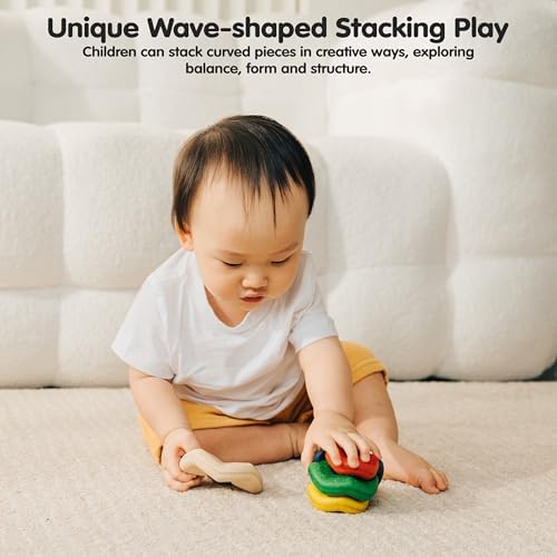 PlanToys® Wooden Wave Stacker Montessori Stacking Toy for Kids Toddlers - Image 5