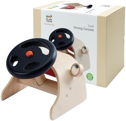 PlanToys® Wooden Driving Console Montessori Kids Pretend Play Dashboard Toy by PlanToys