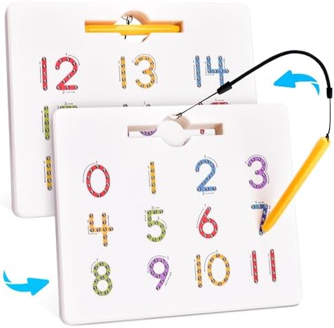 GAMENOTE Magnetic Number Tracing Board Double Sided, Numbers 1-20 Writing by Gamenote