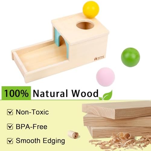 Adena Montessori Wooden Toy for 6-12 Month Baby 3 Balls with Tray, Object Permanence Box Colorful Learning Education Toy for Toddler Kid 1-2 Year Old, Preschool Developmental Girl and Boy Gift - Image 5