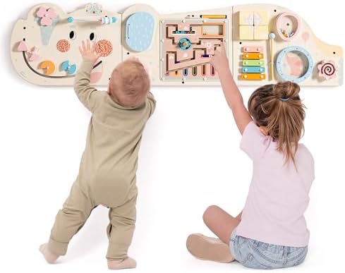 ROBUD Elephant Montessori Busy Board, Activity Wall Busy Board, Beige by ROBUD