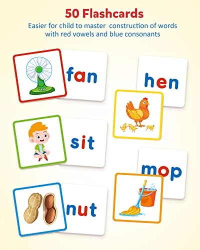 Coogam CVC Sight Words Magnetic Letters Flashcards, Short Vowel Spelling Game, Preschool Kids Learning Supplies, Montessori Educational Writing Reading Toy Gift for 3 4 5 Years Old - Image 3