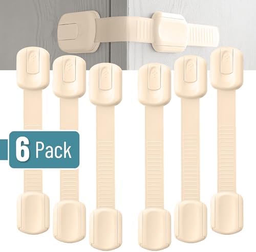 Bates- Child Safety Strap Locks, 6 Pack, Beige, Baby Cabinet Locks - Image 2