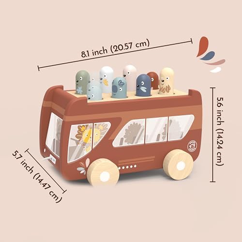 SPEEDY MONKEY Wooden Bus Pounding Bench | Pull-Along with 8 Characters - Image 3