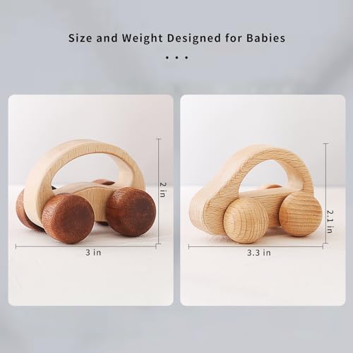 Wooden Baby Car Toys,Wood Push Car for Toddler Montessori Baby Grip Toy Car,Gifts for Boys and Girls,Push and Pull Toy Car 2 Pieces - Image 6