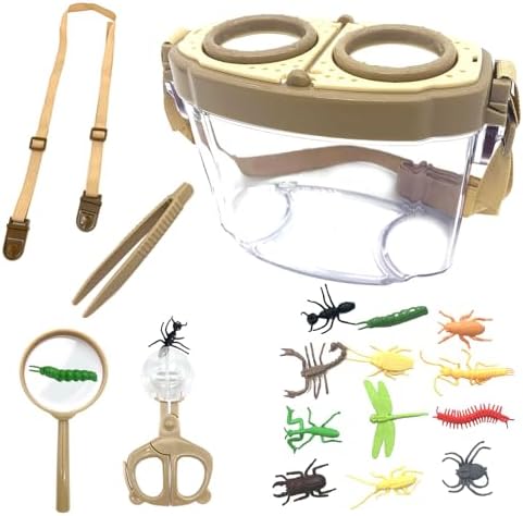 Bug Catcher Kit, Kids Bug Collection Kit, Outdoor Nature Explorer Kit, Science Educational Kit with Tweezers, Magnifying Glass, Bug Observation Container(Gold) by JTCJozz