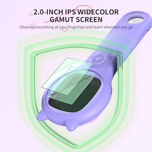 2Pcs Purple Kids Microscope-200X Fixed Focus Miniscope Portable Handheld Pocket Microscope -Science Toy for Toddlers, Christmas Birthday Gifts for Age 5 6 7 8 9 10 11 12 Girls Boys - Image 2