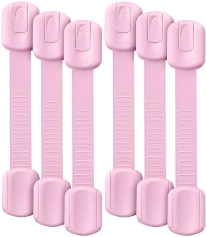 Bates- Child Safety Strap Locks, 6 Pack, Pink, Baby Cabinet Locks by BatesChoice